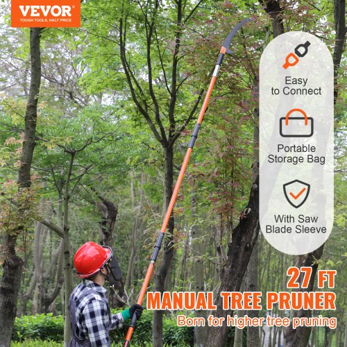 VEVOR Manual Pole Saw Extendable 2.24-8.24 m Lightweight Fiberglass Handles