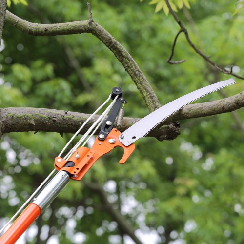 VEVOR Manual Pole Saw 8.24 m Extendable Tree Pruner for Shrubs and Palm Trimming