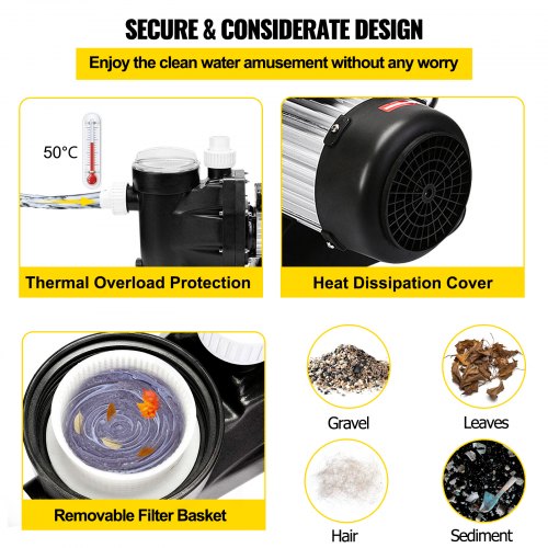 VEVOR 2.5HP Swimming Pool Pump Inground Above Ground 1850W 148GPM Filter