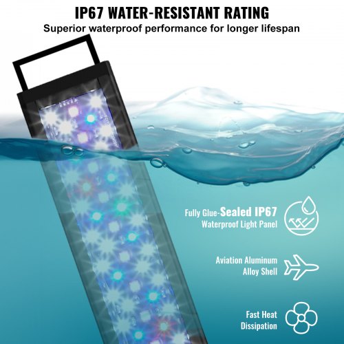 VEVOR 14W Aquarium Light Adjustable Timer 5-Level Brightness Freshwater Tank