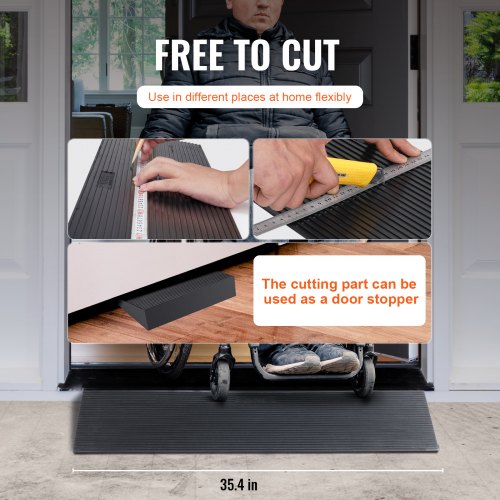 VEVOR 3cm Rise Threshold 90cm Wide Rubber Non-Slip Ramp for Doorways