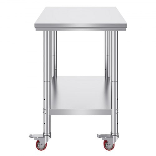 VEVOR Stainless Steel Kitchen Work 36x24 in Heavy Duty Table with Casters