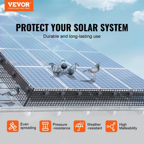 VEVOR Solar Panel Guard Bird Critter Protection 8 in x 100 ft Wire Mesh with Fasteners