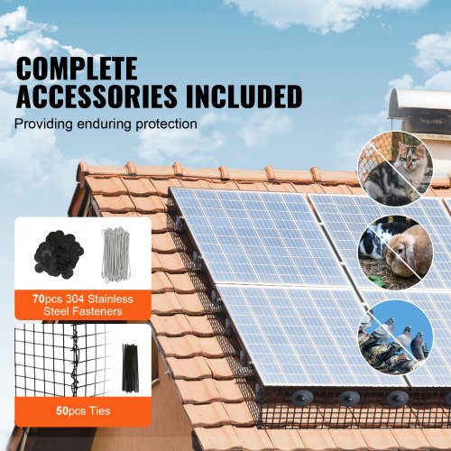 VEVOR 8" x 100ft Solar Panel Guard Bird Critter Roll Kit PVC Coated Wire Mesh