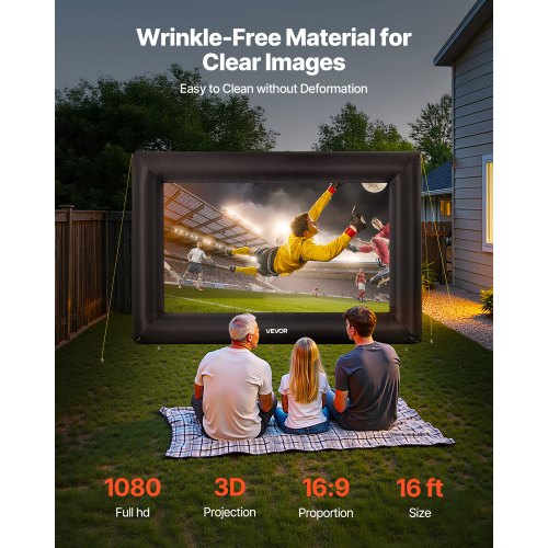 VEVOR 16 ft Inflatable Projection Screen with Portable Storage Bag for Movies