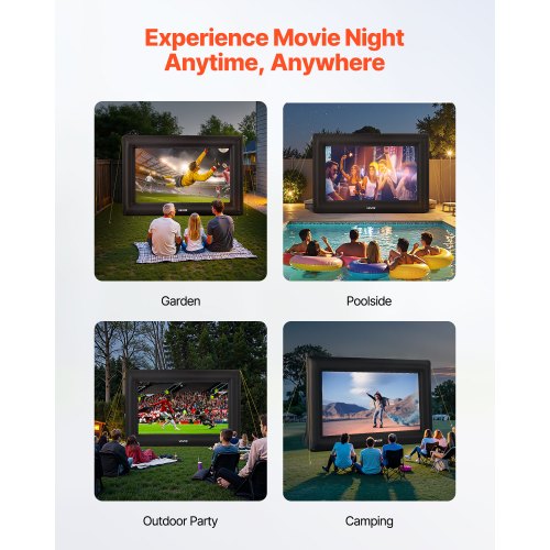 VEVOR 16 ft Inflatable Projection Screen with Portable Storage Bag for Movies