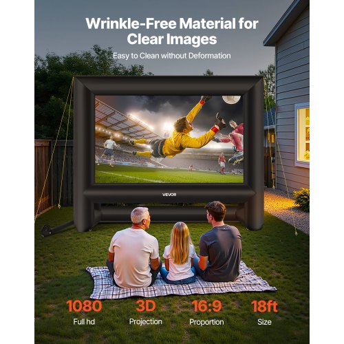VEVOR 18 ft Inflatable Projection Screen with Portable Storage Bag for Movies