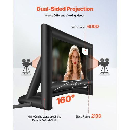 VEVOR 18 ft Inflatable Projection Screen with Portable Storage Bag for Movies