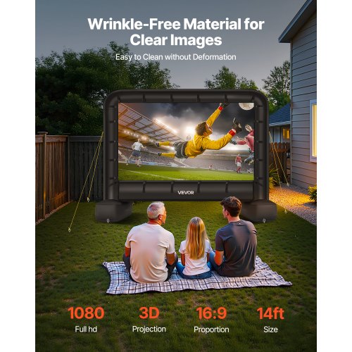 VEVOR 14 ft Inflatable Projection Screen with Portable Storage Bag for Movies