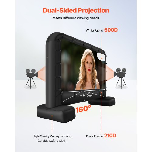 VEVOR 14 ft Inflatable Projection Screen with Portable Storage Bag for Movies