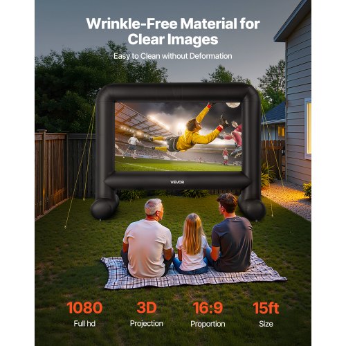 VEVOR 15 ft Inflatable Projection Screen with Portable Storage Bag for Movies