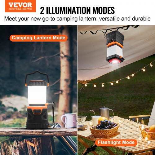 VEVOR Battery Powered LED Camping Lantern 1000LM 360° Light for Hiking, Fishing