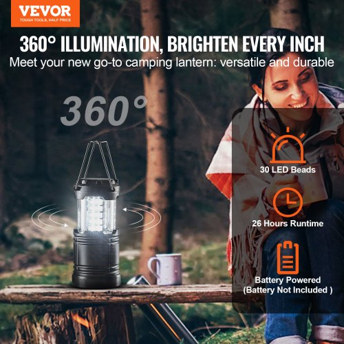 VEVOR LED Camping Lanterns 4 Pack Lightweight Hanging Lights for Hiking/Camping