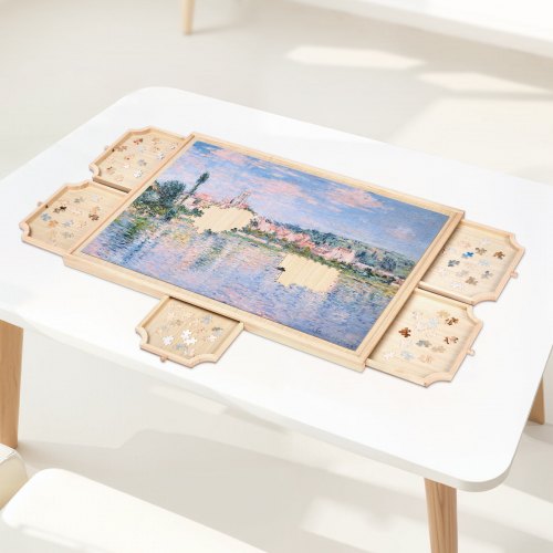 VEVOR 1000 Piece Rotating Puzzle Board 74x53cm with 5 Drawers and Cover
