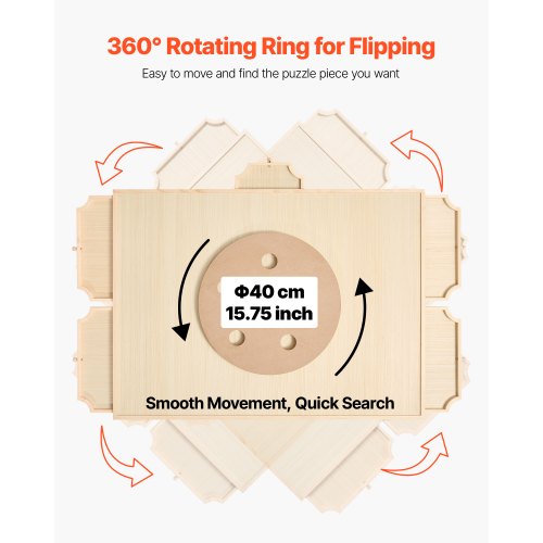 VEVOR 1500 Piece Rotating Puzzle Board 86x63 cm with 5 Drawers and Cover