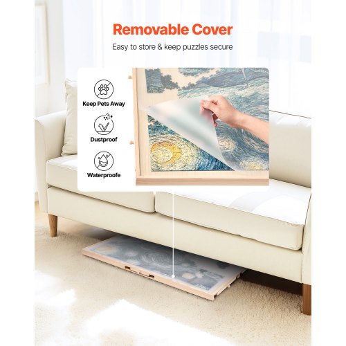 VEVOR 1500 Piece Rotating Puzzle Board 86x63 cm with 5 Drawers and Cover