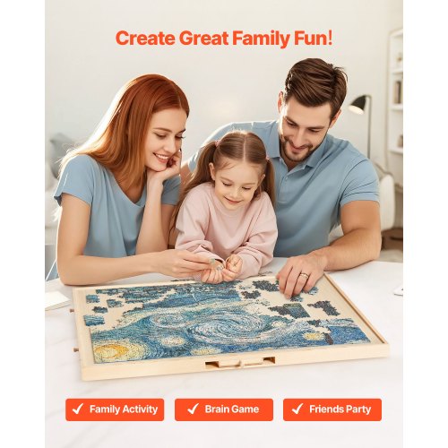 VEVOR 1500 Piece Rotating Puzzle Board 86x63 cm with 5 Drawers and Cover