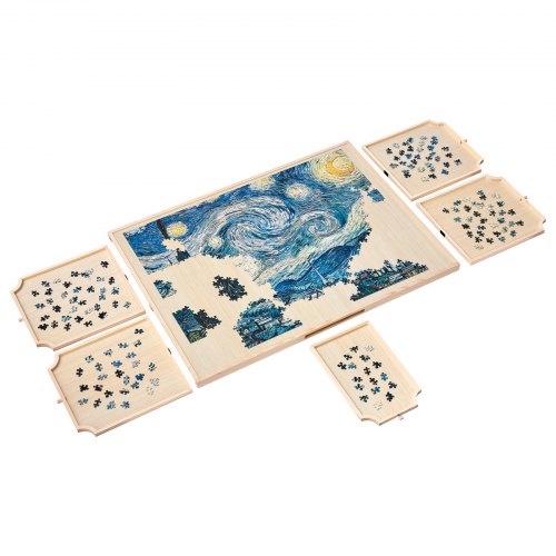 VEVOR 1500 Piece Rotating Puzzle Board 86x63 cm with 5 Drawers and Cover