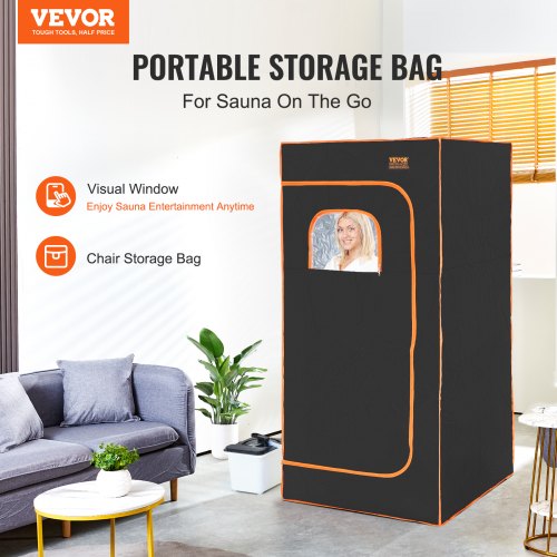 VEVOR Portable Steam Sauna Tent Full Size 2000W with Remote Chair - Black