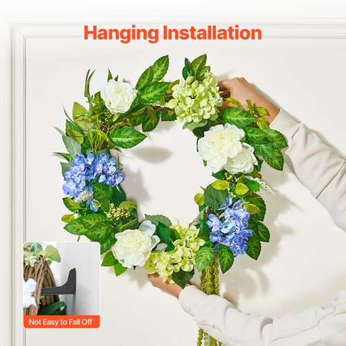 VEVOR 58.42 cm Artificial Wreath Hydrangeas Roses For Indoor and Outdoor