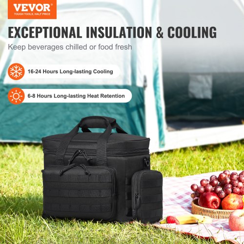 VEVOR 20L Insulated Cooler Bag Lunch Box with Molle Design Multi-Pocket - Black