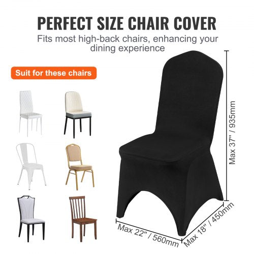 VEVOR 50 PCS Black Stretch Chair Covers Polyester Fitted for Wedding Party Banquet