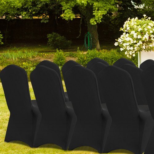 VEVOR 50 PCS Black Stretch Chair Covers Polyester Fitted for Wedding Party Banquet